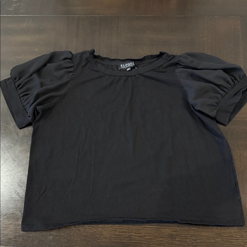 Eloquii Black Puff Sleeve Crop Top